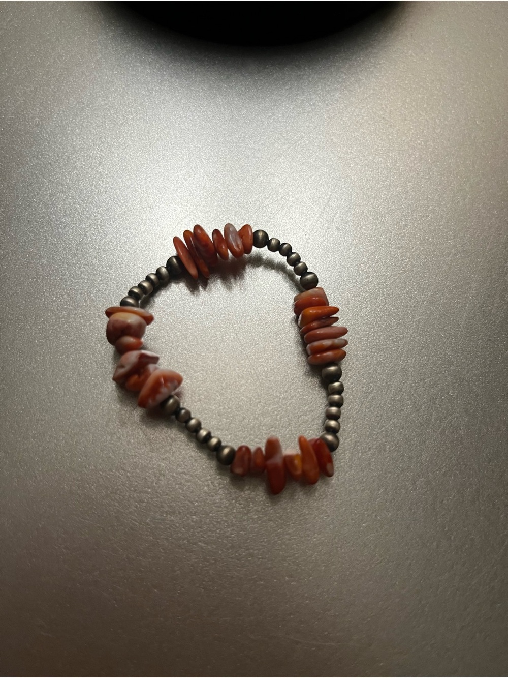 Handmade Beaded Women's Bracelet Spiny Oyster & Sterling Silver Pealls